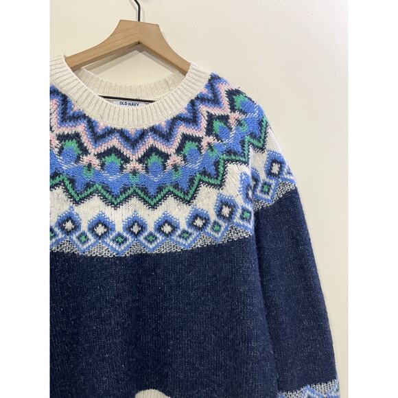Nordic Scandi Lopapeysa Wool Blend Sweater L Chunky Knit Cottagecore Cozy - Picture 5 of 13